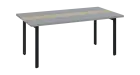 DOUBLE 180 pracovní stůl, kovová podnož černá, deska 36 mm, široký 1800 mm, šedá, vložená deska bříz